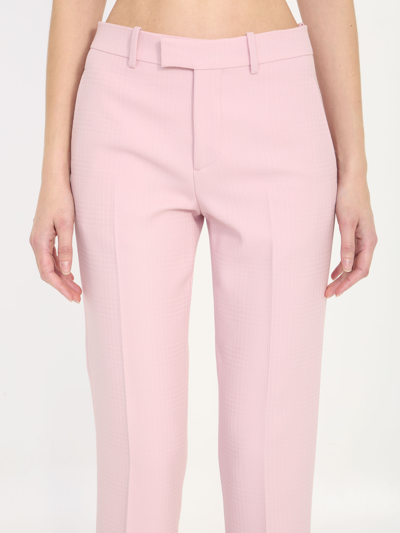 Shop Burberry Wool Tailored Trousers In Pink