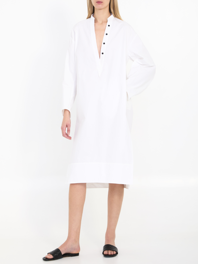 Khaite White Cotton Dress In White