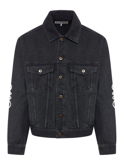 Shop Loewe Anagram Cotton Jacket In Black