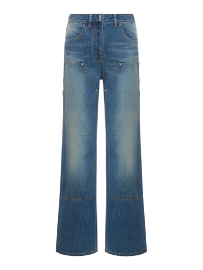 Shop Givenchy Oversized Jeans In Denim With Patches In Blue