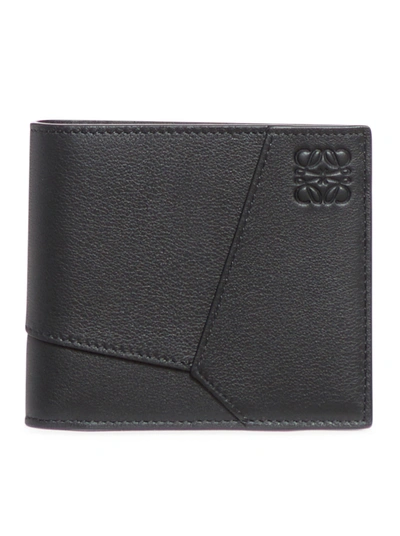 Shop Loewe Puzzle Bifold Wallet In Classic Calfskin In Black