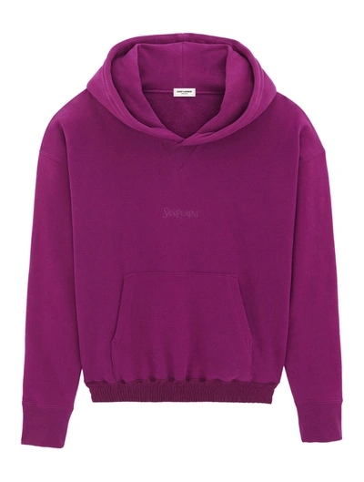 Shop Saint Laurent Hoodie In Pink & Purple