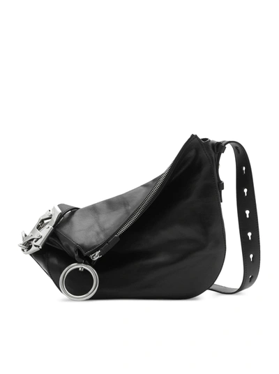 Shop Burberry Small Knight Leather Shoulder Bag In Black