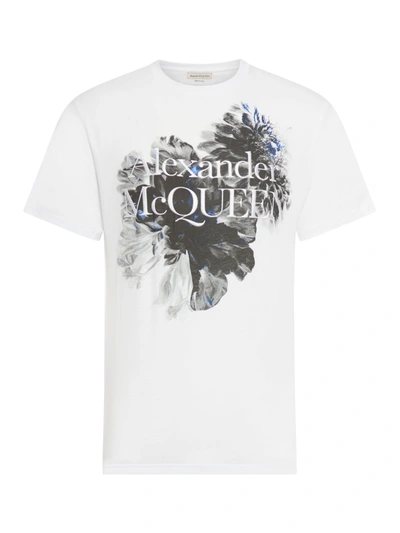 Shop Alexander Mcqueen T-shirt Dutch Floral Prt In White