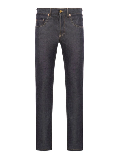 Shop Gucci Tapered Rinsed Denim Pants In Blue