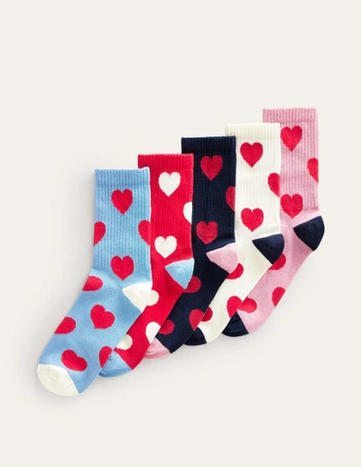 Shop Boden 5-pack Ribbed Ankle Socks Hearts Women