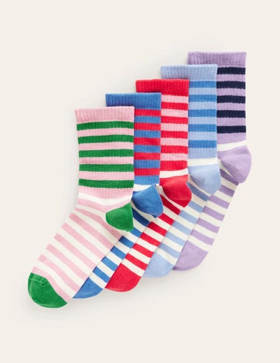 Shop Boden 5-pack Ribbed Ankle Socks Multi Colourblock Stripe Women