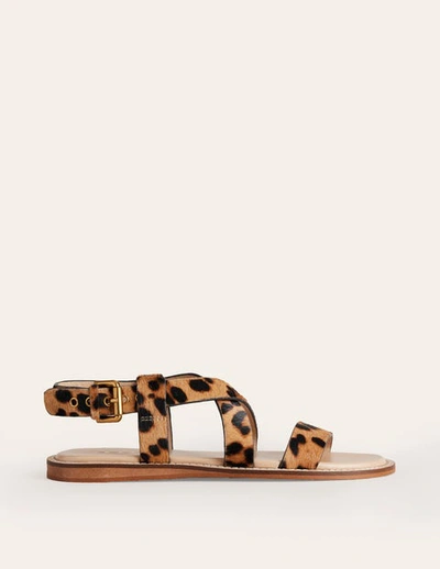 Shop Boden Cross Strap Flat Sandals Classic Leopard Pony Women