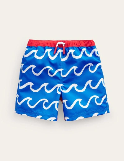 Shop Mini Boden Swim Shorts Greek Blue Shark Wave Boys Boden