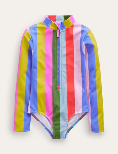 Shop Mini Boden Long-sleeved Swimsuit Multi Stripe Girls Boden