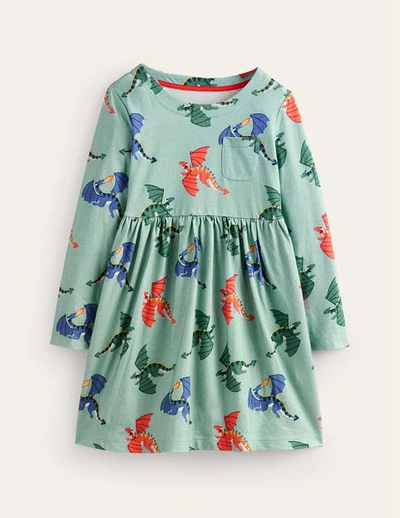 Shop Mini Boden Long Sleeve Fun Jersey Dress Georgian Blue Dragons Girls Boden