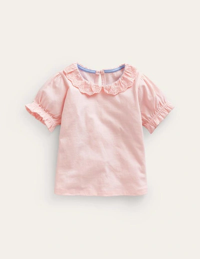Shop Mini Boden Short-sleeved Collared Top Provence Dusty Pink Girls Boden
