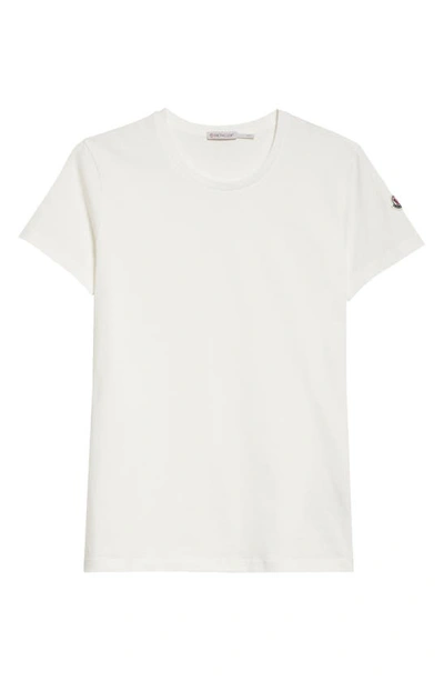 Shop Moncler Logo Patch Cotton Jersey T-shirt In Natural