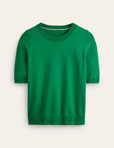 Shop Boden Catriona Cotton Crew T-shirt Fresh Mint Green Women  In Meadow Green