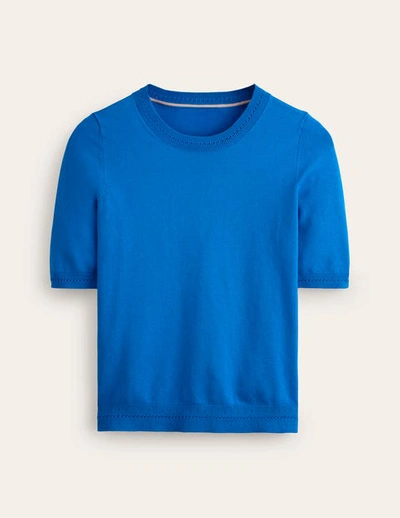 Shop Boden Catriona Cotton Crew T-shirt Bright Cyan Blue Women  In Brilliant Blue
