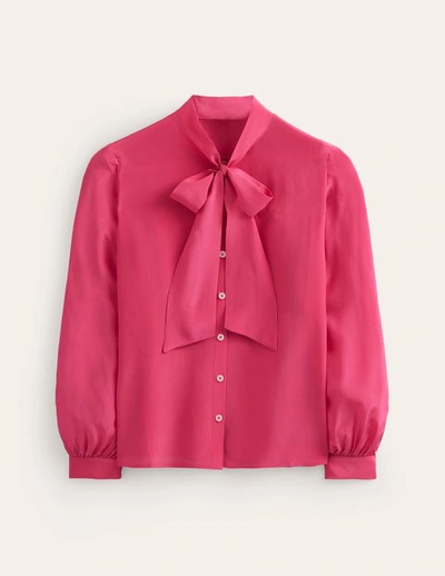 Shop Boden Bow Neck Button Down Blouse Rethink Pink Women