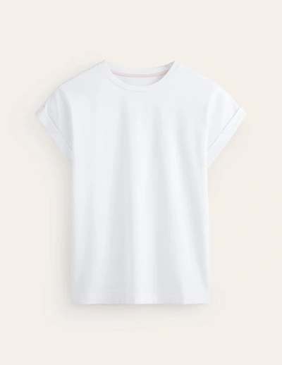 Shop Boden Turnback Cuff Crew T-shirt White Women