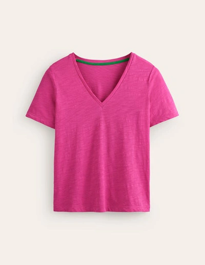 Shop Boden Regular V-neck Slub T-shirt Sangria Sunset Women