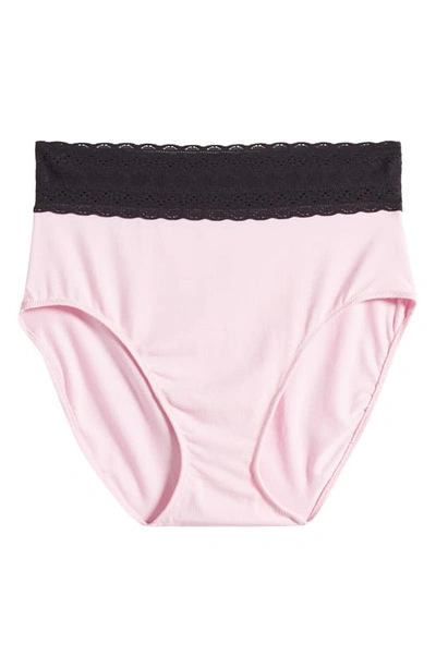 Shop Meundies Feelfree Lace Trim High Waist Panties In Pretty In Pink
