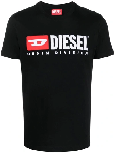 Shop Diesel Denim Division T-shirt With Embroidery In Black
