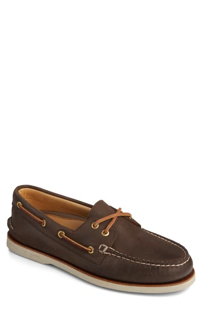 Shop Sperry Gold Cup Authentic Original Boat Shoe In Dark Brown Leather