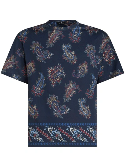 Shop Etro T-shirt With Paisley Print In Blue