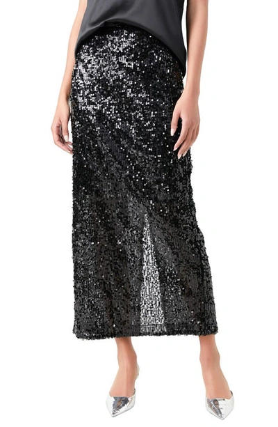 Shop Grey Lab Sequin Maxi Skirt In Black