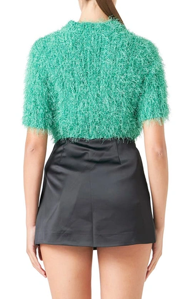 Shop Endless Rose Fuzzy Sweater In Green
