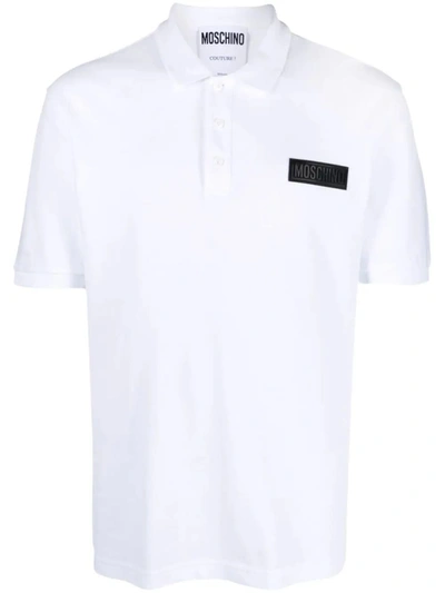 Shop Moschino Polo Shirt With Patch In White