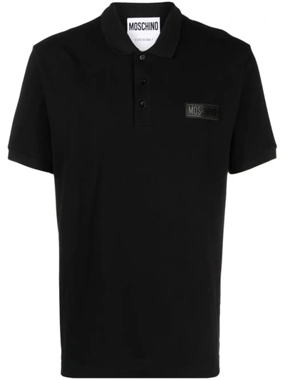Shop Moschino Polo Shirt With Patch In Black