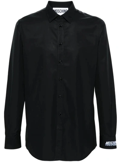 Shop Moschino Shirt With Embroidery In Black