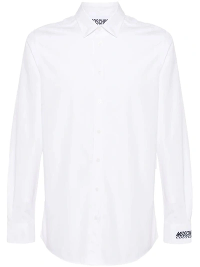 Shop Moschino Shirt With Embroidery In White