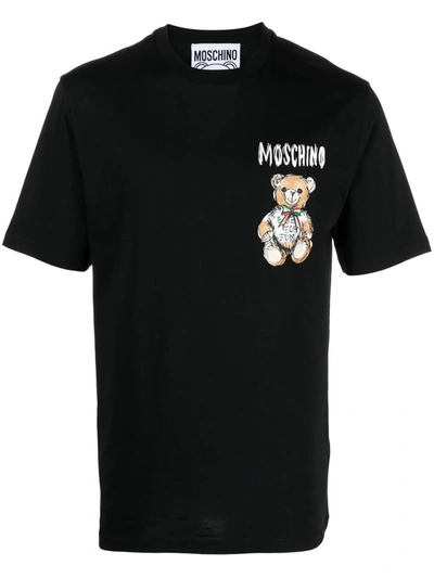 Shop Moschino T-shirt With Teddy Bear Print In Black