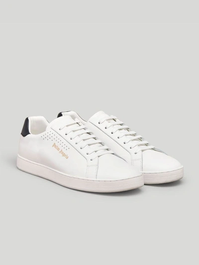 Shop Palm Angels New Tennis Sneakers Calf Lea White Black