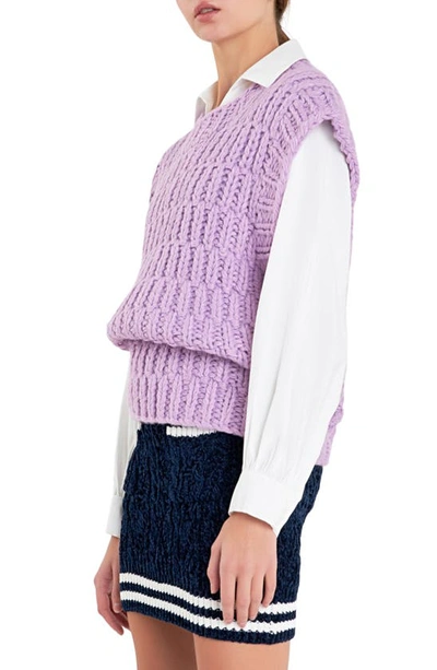 English Factory Chunky Cap Sleeve Sweater In Lilac