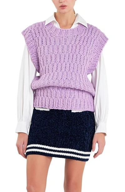 English Factory Chunky Cap Sleeve Sweater In Lilac