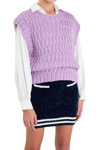 English Factory Chunky Cap Sleeve Sweater In Lilac