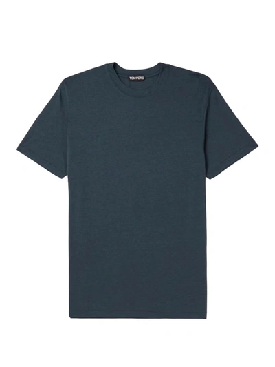 Shop Tom Ford Crew-neck Short-sleeved T-shirt In Blue
