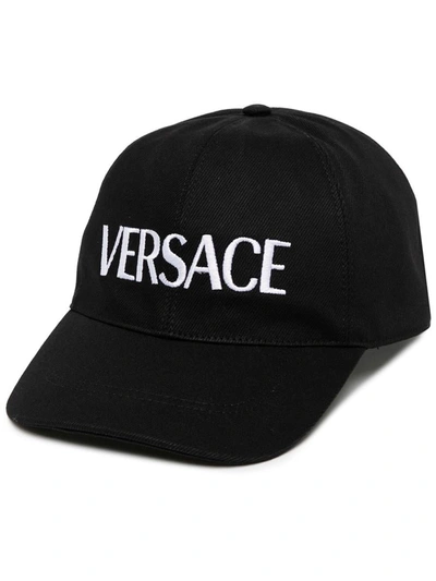 Shop Versace Greca Baseball Cap With Embroidery In Black