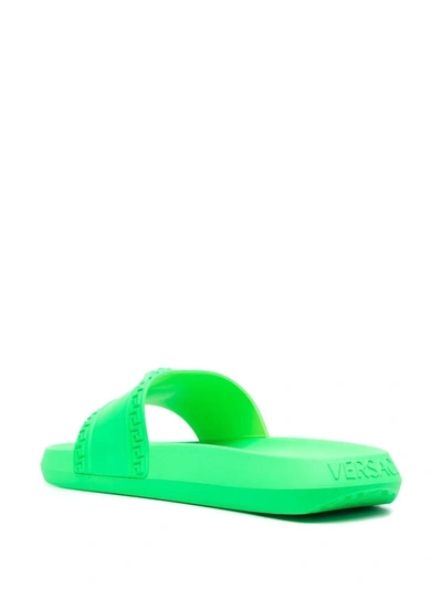 Shop Versace Sliders With Medusa Head Motif In Green