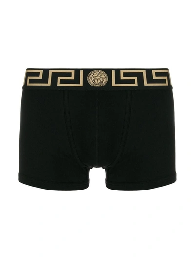 Shop Versace Two Piece Set Logo Boxers In Black