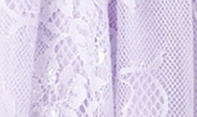 Shop Endless Rose Mixed Lace Long Sleeve Cocktail Dress In Lilac