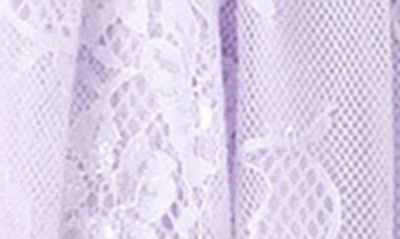 Endless Rose Mixed Lace Long Sleeve Cocktail Dress In Lilac