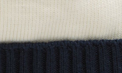 Shop Moncler Kids' Stripe Cuff Logo Patch Beanie In Blue Navy
