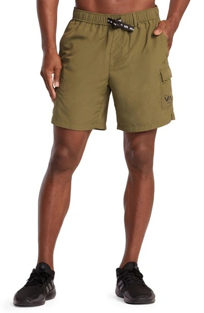 Shop Rvca Outsider Cargo Shorts In Olive
