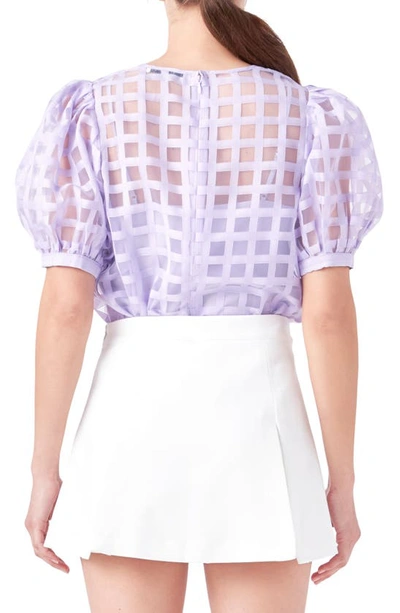 Shop English Factory Windowpane Sheer Top In Lilac