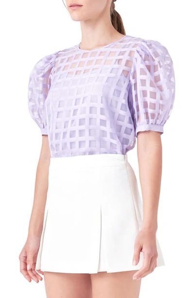 Shop English Factory Windowpane Sheer Top In Lilac