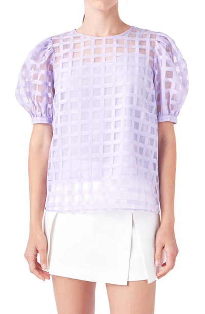 Shop English Factory Windowpane Sheer Top In Lilac