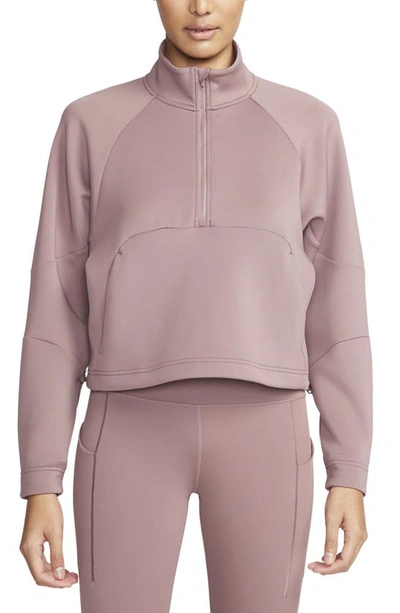 Shop Nike Dri-fit Prima Half Zip Pullover In Smokey Mauve/ Black