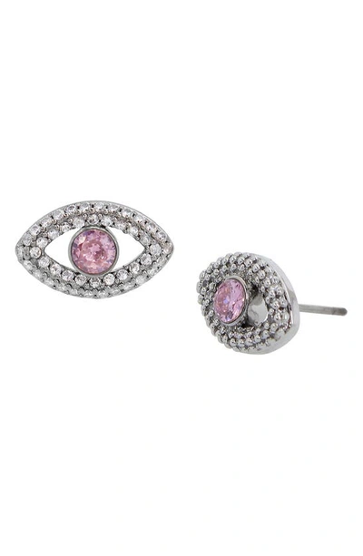 Shop Kg Kurt Geiger Evil Eye Cubic Zirconia Stud Earrings In Pink